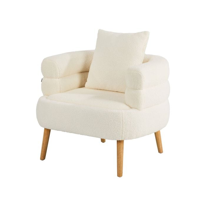 Oikiture Armchair Tub Chair Single Accent Armchairs Sofa Lounge Couch White