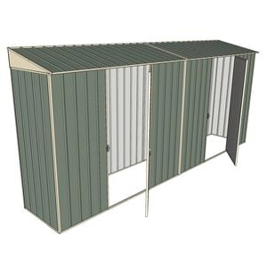 Build-a-Shed 0.8 x 4.5 x 2m Skillion Dual Single Hinged Side Doors Shed - Green