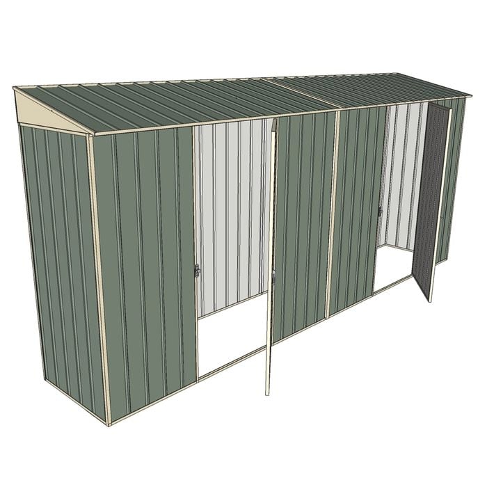 Build-a-Shed 0.8 x 4.5 x 2m Skillion Dual Single Hinged Side Doors Shed - Green