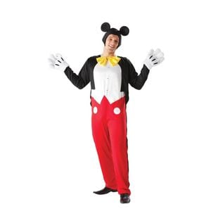 Mickey Mouse Halloween Costume Adult Disney Jumpsuit with Ears Gloves and Bow Tie, Extra large
