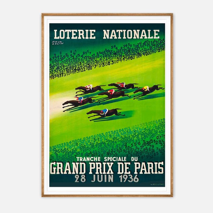Galrie Vintage Horse Racing Art Print by Paul Colin Grand Prix de Paris 1936, Wood Frame, A0 84 x 119cm (33 x 47inch)