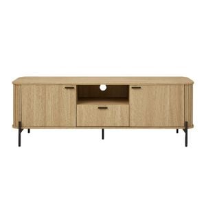 Cosmoliving Fluted TV Entertainment Unit TV Cabinet Natural Oak 160CM