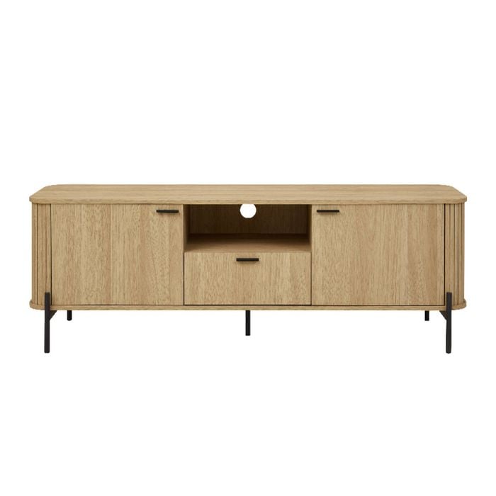 Cosmoliving Fluted TV Entertainment Unit TV Cabinet Natural Oak 160CM
