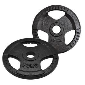 2 Pack of 10kg - Total 20kg Olympic Ez Grip Cast Iron Hammertone Weight Plate Weight Set