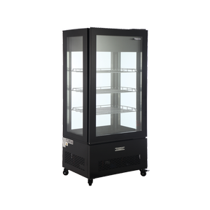Exquisite CDF550 - Four Sided Glass Upright Display Freezers Black with LED 550 Litre