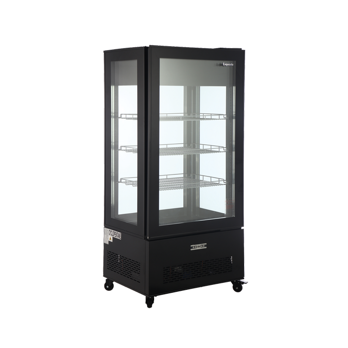 Exquisite CDF550 - Four Sided Glass Upright Display Freezers Black with LED 550 Litre