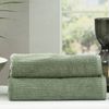 2pc Renee Taylor Cobblestone Bath Sheet/Towel 160cm Cotton Ribbed 650 GSM Sage