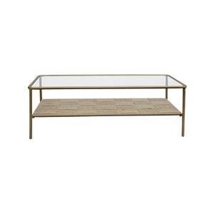 Roomlane Evon Coffee Table-Jute with Glass Top