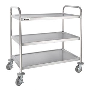 Vogue Stainless Steel 3 Tier Clearing Trolley Large - Catering Trolleys (F995)