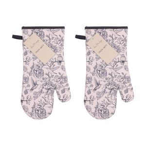 2PK Bas Phillips Printed Linen Looks Oven Mitt Kitchen Accessory Blue Birds