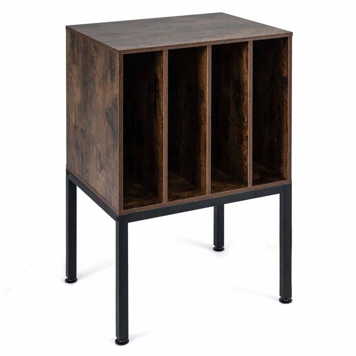 Costway Record Player Stand Vinyl Table Shelves Raised Metal Leg