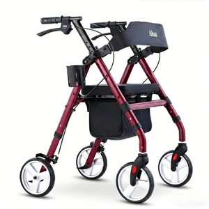 Altus Ergo Mobility Walker with Seat & Padded Backrest - Metallic Cherry Red