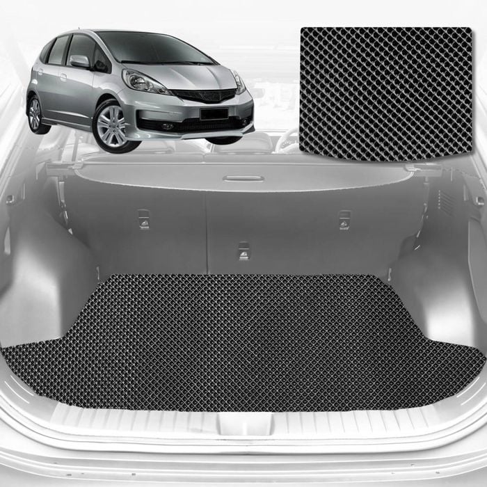 6D Diamond Car Boot Mat for Honda Jazz (FIT GE/GG)2008-2014-Sedan-Cargo Mat-Black-Outback GT