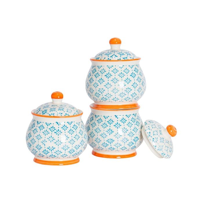 Nicola Spring Piece Hand Printed Sugar Bowl Set Ceramic