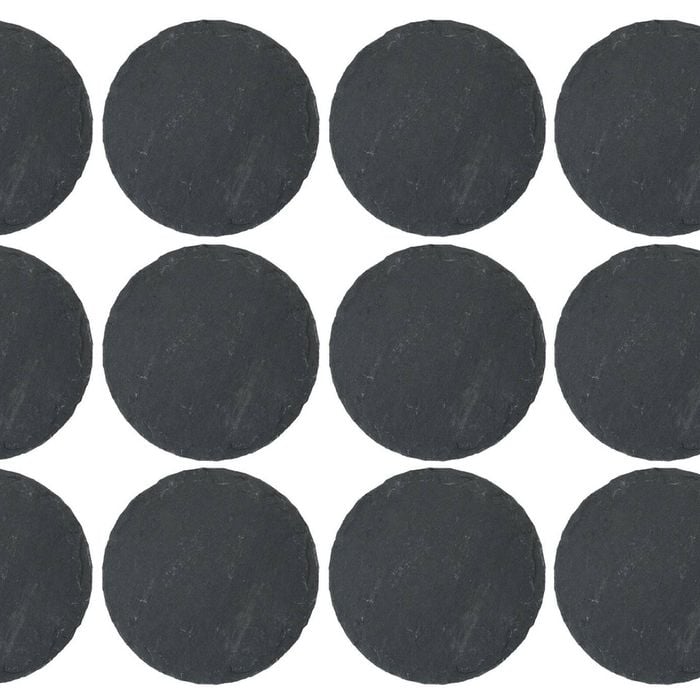 Argon Tableware 10cm Round Slate Coasters - Set Of 12 Drink Coasters Stone Natural Slate Drink Placemats Mug Glass Cup Mats