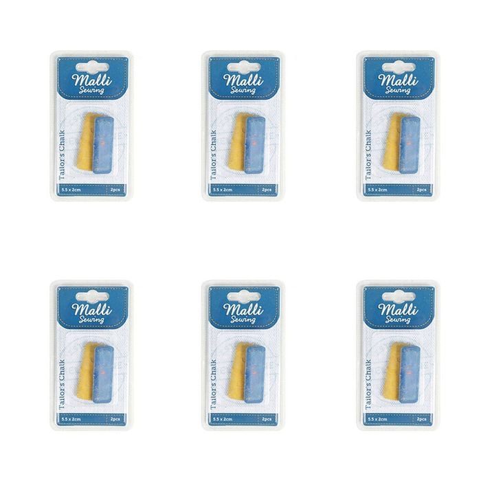 6x 2pc Malli Tailor's Dressmaker Chalk Fabric Marking Tool 5.5x2cm Assorted