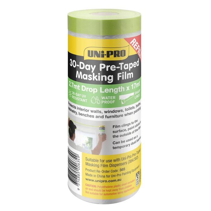 UNi-PRO 2700mm x 17m 30-Day Pre-Taped Masking Tape / Film Refill