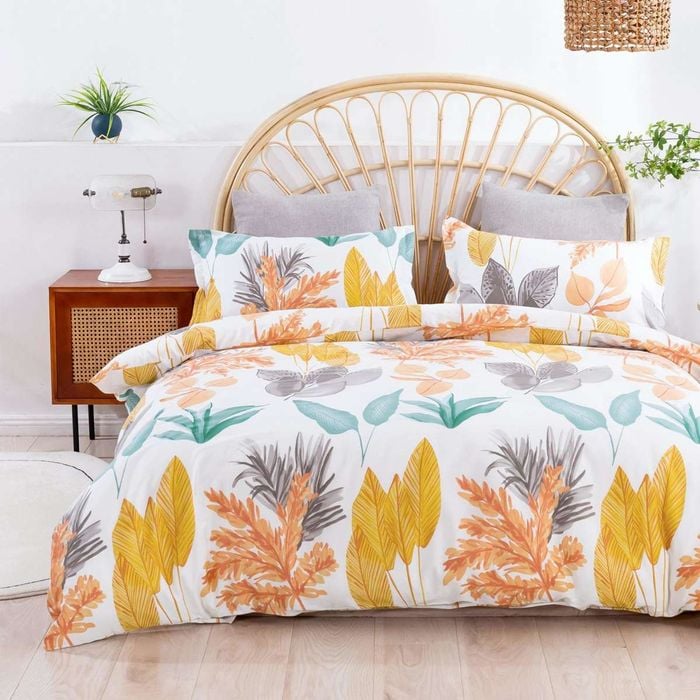 3D Yellow Leaves 125 Bed Pillowcases Quilt King Size
