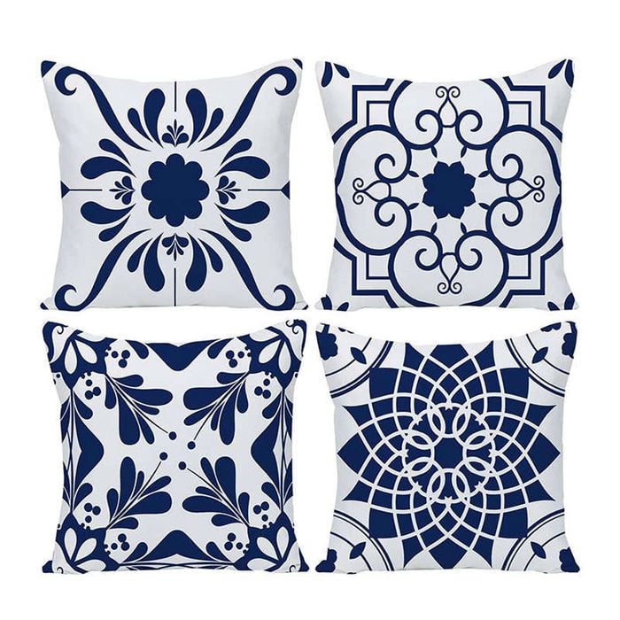 Catzon 4 Pcs Modern Throw Pillow Covers Geometric Flower Pattern for Couch