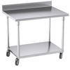 Soga 100cm Stainless Steel Bench with Backsplash & Wheels