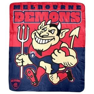 AFL Coral Mascot Blanket - Melbourne Demons - 150x130cm - Throw Rug