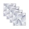 4pc Rayell Ceramic Printed Coasters Leaf Stencil Blue