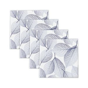 4pc Rayell Ceramic Printed Coasters Leaf Stencil Blue