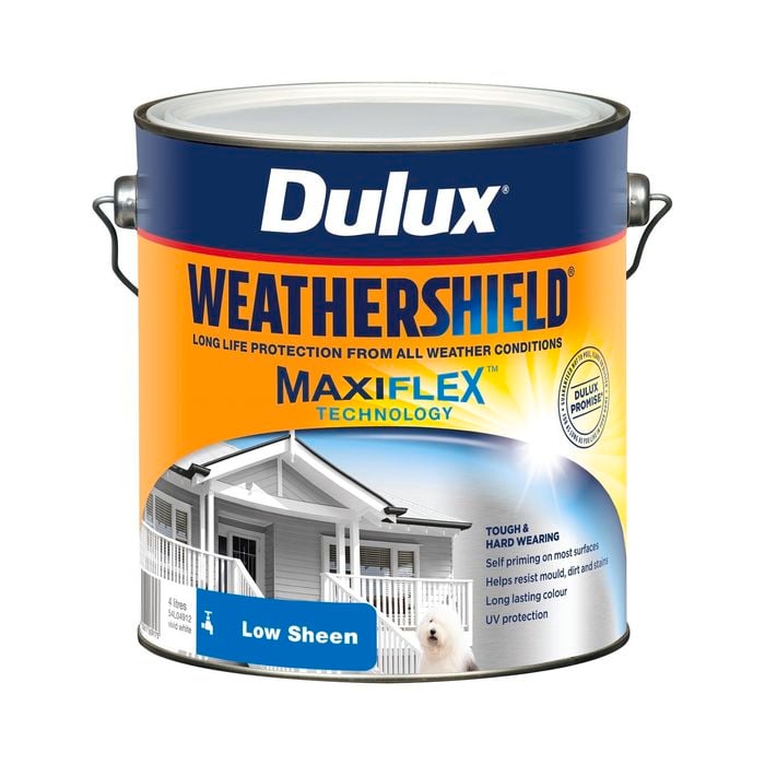 Dulux 4L Vivid White Low Sheen Weathershield Exterior Paint - 4L
