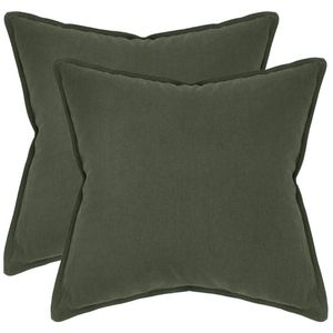 Gioia Casa Twin-pack Linen-cotton Blend European Pillowcases - Khaki Green, 65cm × 65cm