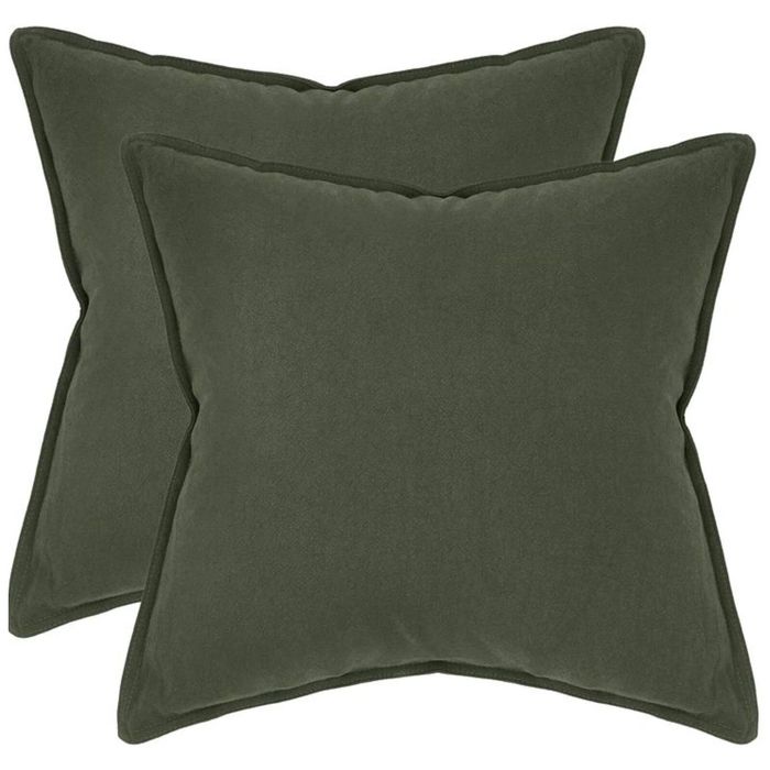 Gioia Casa Twin-pack Linen-cotton Blend European Pillowcases - Khaki Green, 65cm × 65cm