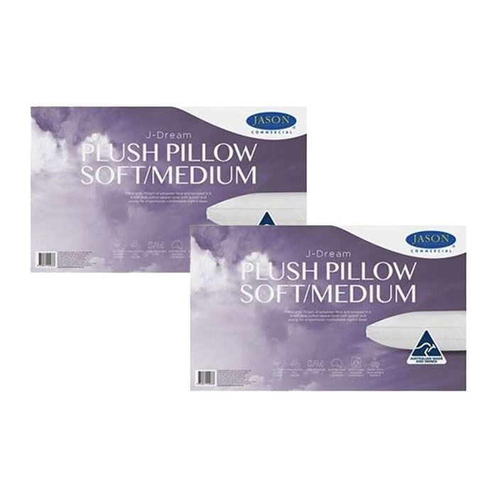 2PK Jason Commercial J-Dream Plush Soft/Medium Gusseted Pillow 48x73cm