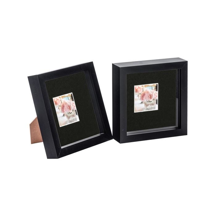 Nicola Spring 2 Piece 6 x 6 3D Shadow Box Photo Frame Set - Craft Display Picture Frame with 2 x 2 Mount - Black