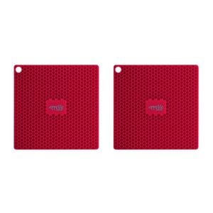 2x Appetito Silicone Square Trivet Table Surface Protector Mat/pad 17.3cm Red
