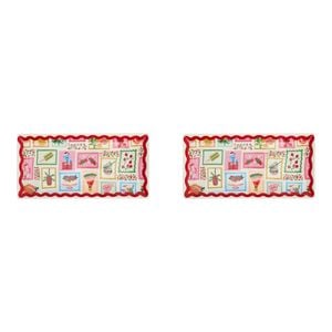 2PK Annabel Trends Christmas Holiday Ceramic Plate Food Dish 26x13cm Rectangle