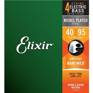 Elixir #14002 Bass Strings Nanoweb Nickel Plated Steel 40-95 Super Light