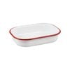 Urban Style Enamelware 21cm Multipurpose Rectangle Tray w/ Red Rim - White
