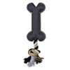 Paw Play Rubber/Rope Banana Scented Bone Pet Dog Toy Black