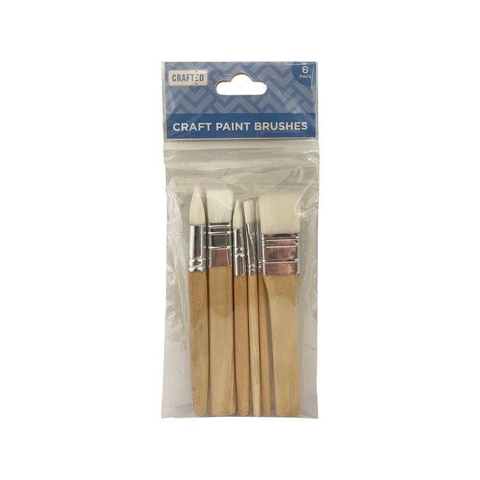 Crafted Assorted Paint Brushes - 6 Pack