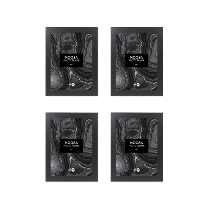 4PK Unigift Noosa MDF/Glass A4 Picture/Photo Frame - Black