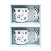 2x 2pc Lvd Mum Bone China Gift Mug & Coaster Set Home Decor Mediterranean Blue