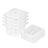 SOGA 1/6 GN Polycarbonate Food Pan 100mm Clear 4 Pack with Lids