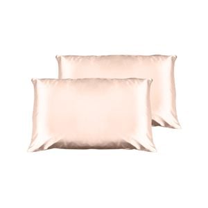 Casa Decor Luxury Satin Pillowcase Twin Pack With Gift Box Champagne Pink Standard