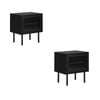 Oikiture Set of 2 Bedside Tables Black