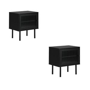 Oikiture Set of 2 Bedside Tables Black