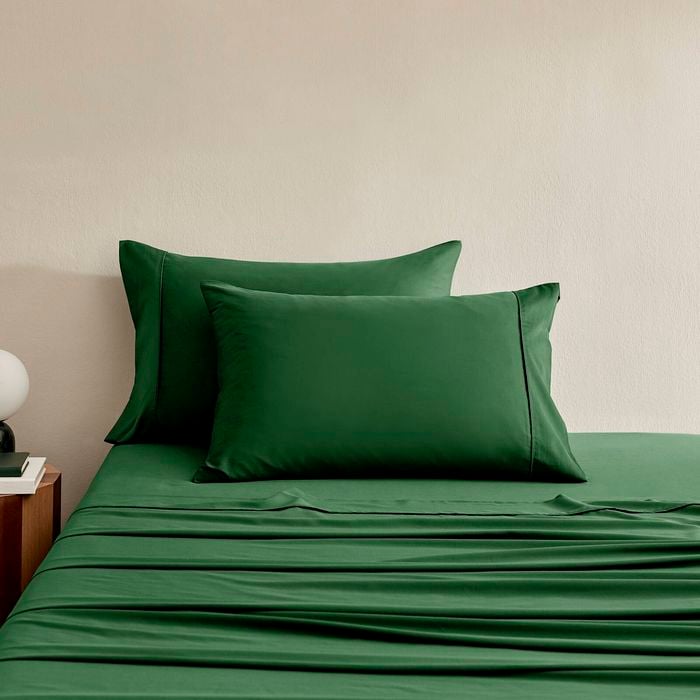 Serene 400tc Bamboo Cotton Sateen Standard Pillowcase Eden Green - Twin Pack