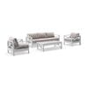 Kansas 3+1+1 Seater Outdoor Aluminium Lounge Set With Coffee Table In Sunbrella & Maxim Heather Beige Cushions