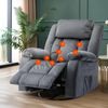 Ufurniture Massage Recliner Chair 140°Tilt 8 Point Heated Vibration Grey Recliner Chair for Adults 270° Rotate Circular Base