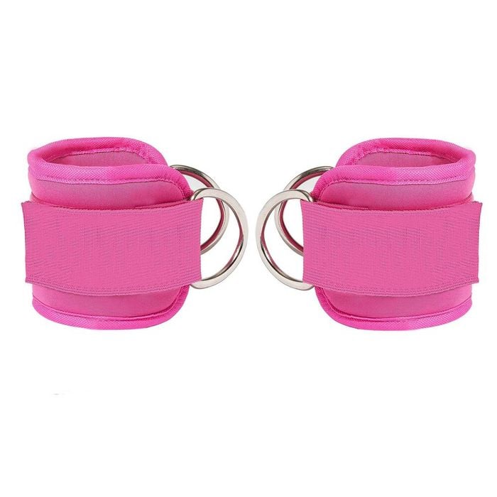 2x Adjustable Ankle Straps For Cable Machines D-rings Gym Cuff Kickbacks Glute Workouts Leg Extensions Straps Hip Pink