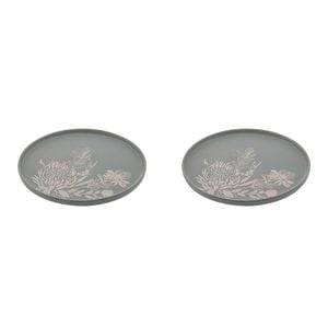 2PK Ladelle Esperance Ceramic Serving Platter Round Reusable Food Tray Green