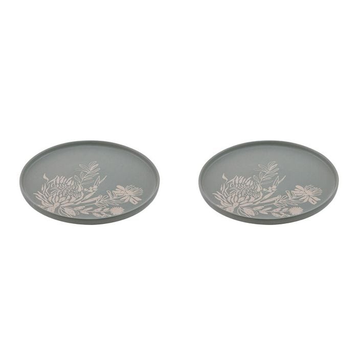 2PK Ladelle Esperance Ceramic Serving Platter Round Reusable Food Tray Green